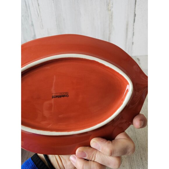 Crate barrel leaf Italy plate platter fall autumn - Picture 5 of 6